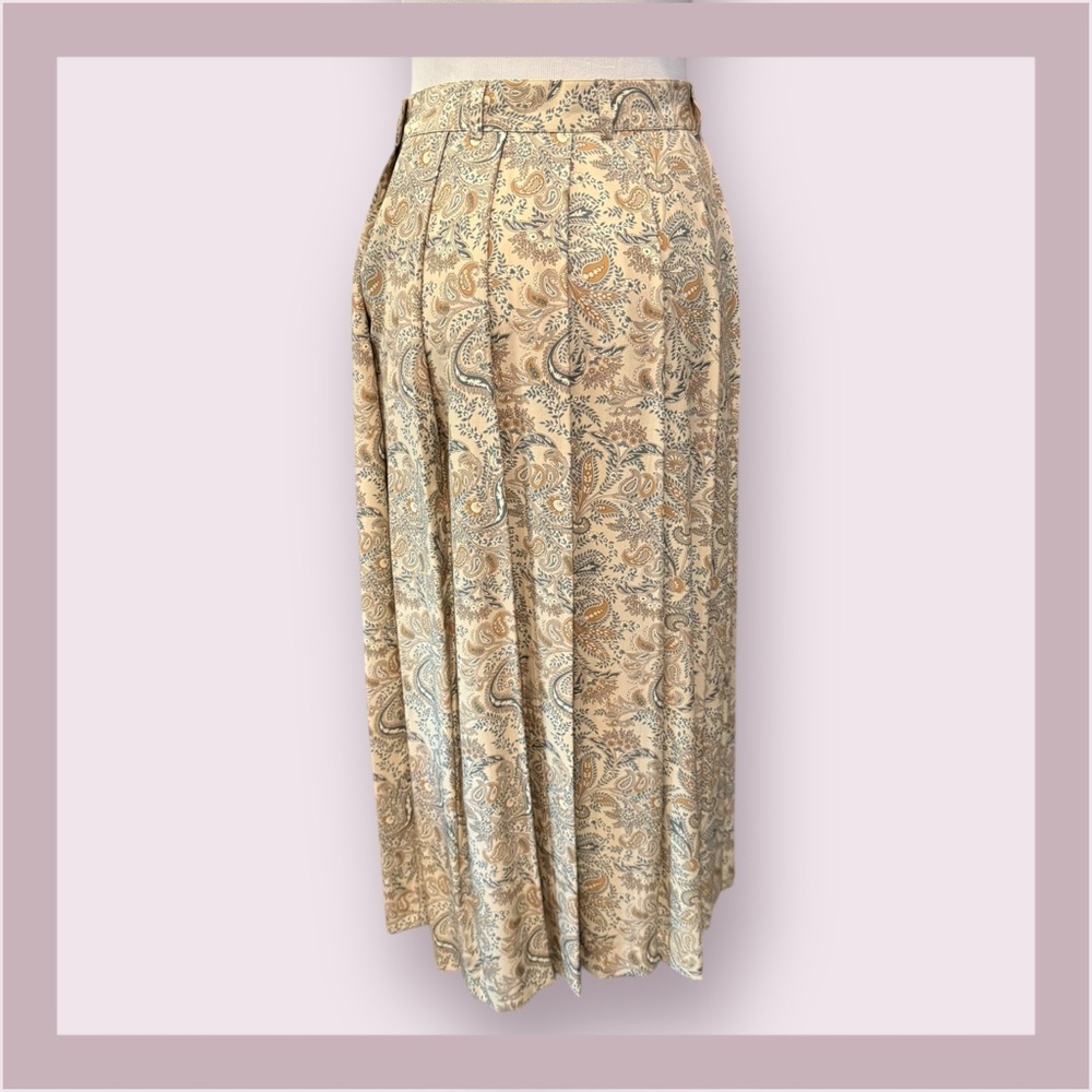 Liz Claiborne Vintage Silk Floral Paisley Pleated Midi Skirt - Picture 4 of 6